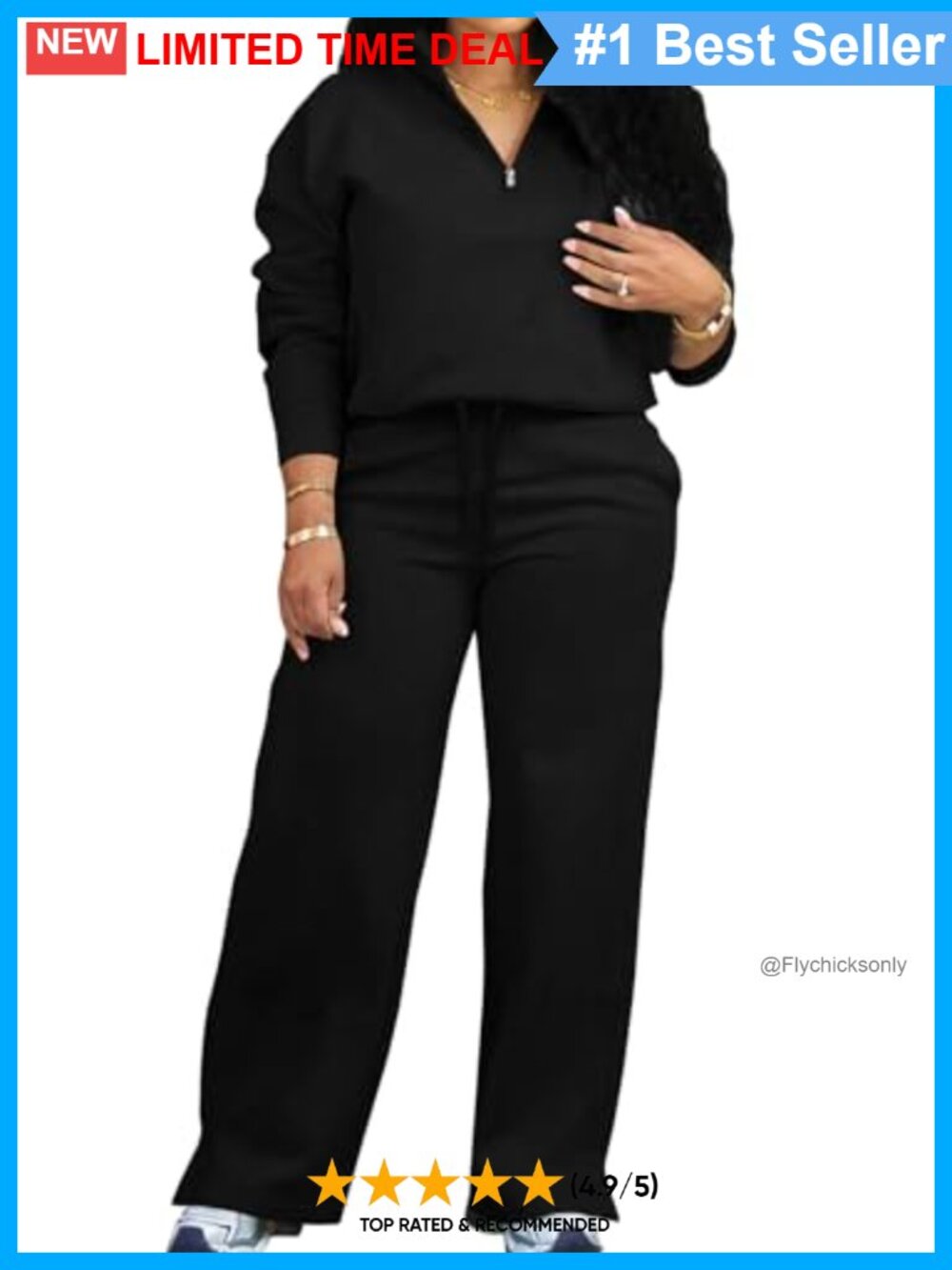 Women 2 Piece Lounge Set Half Zip Sweatshirt Wide Leg Pants Polyester Spandex